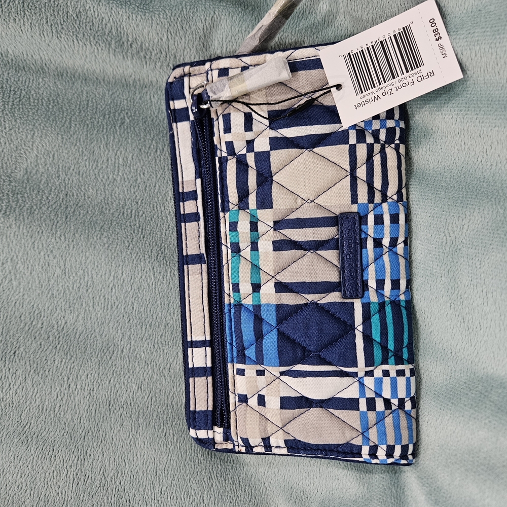 Vera Bradley Blue Plaid Women's RFID Wallet